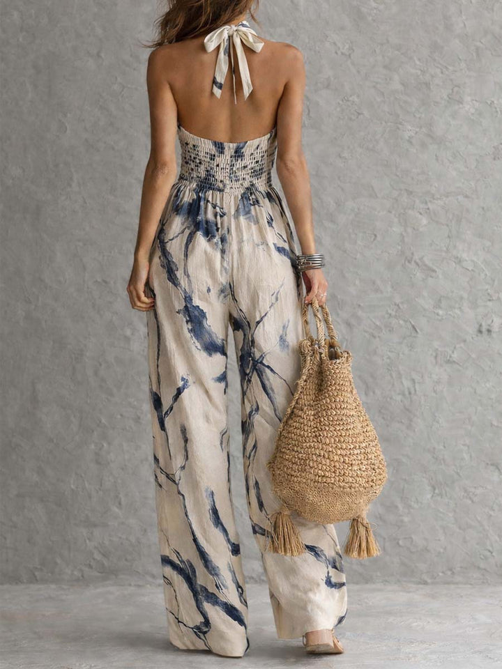Lila Ink Wash Print Bredbenet Jumpsuit
