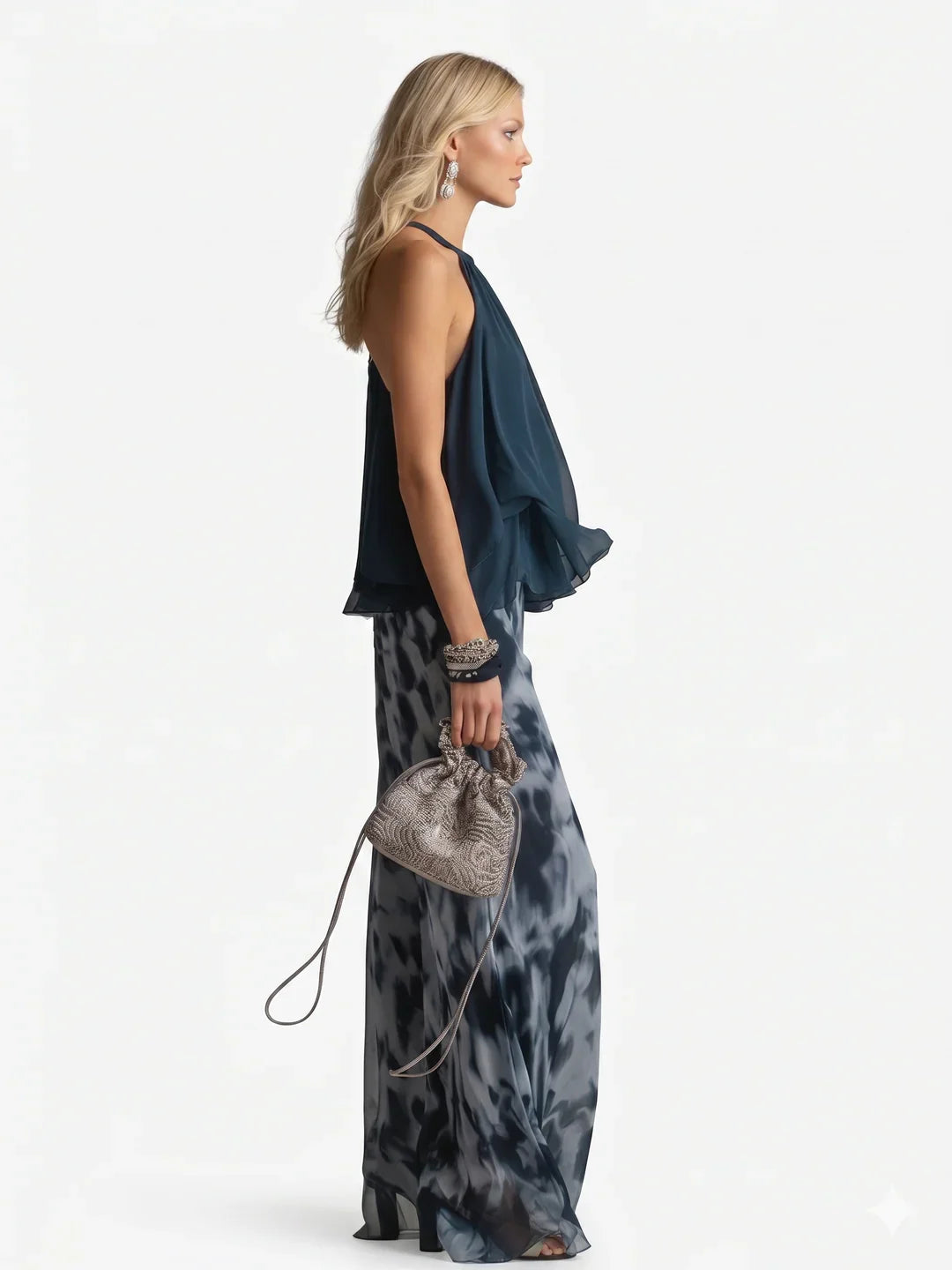 Elegant to-delt sæt i chiffon