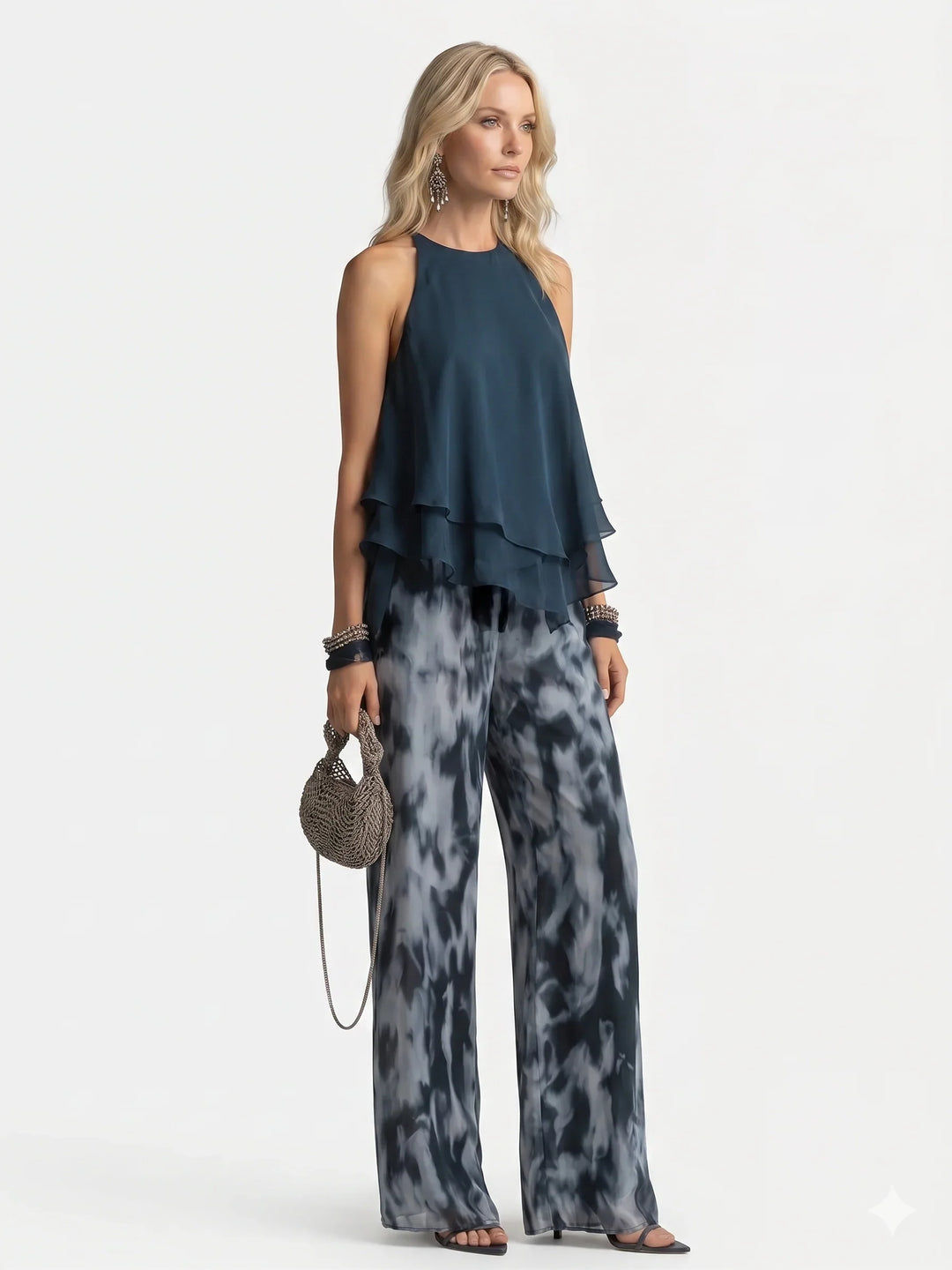 Elegant to-delt sæt i chiffon