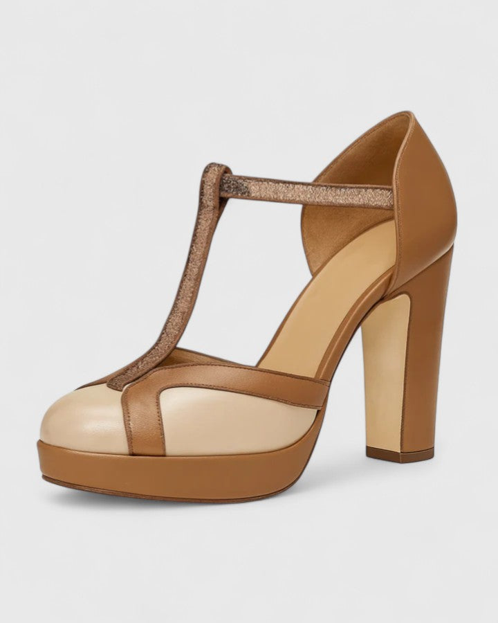 Seliora | Kvinders T-Strop Blokhæls Pumps