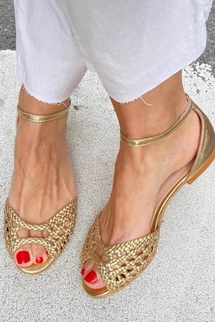 Isadora | Flettet Sandaler i Guld