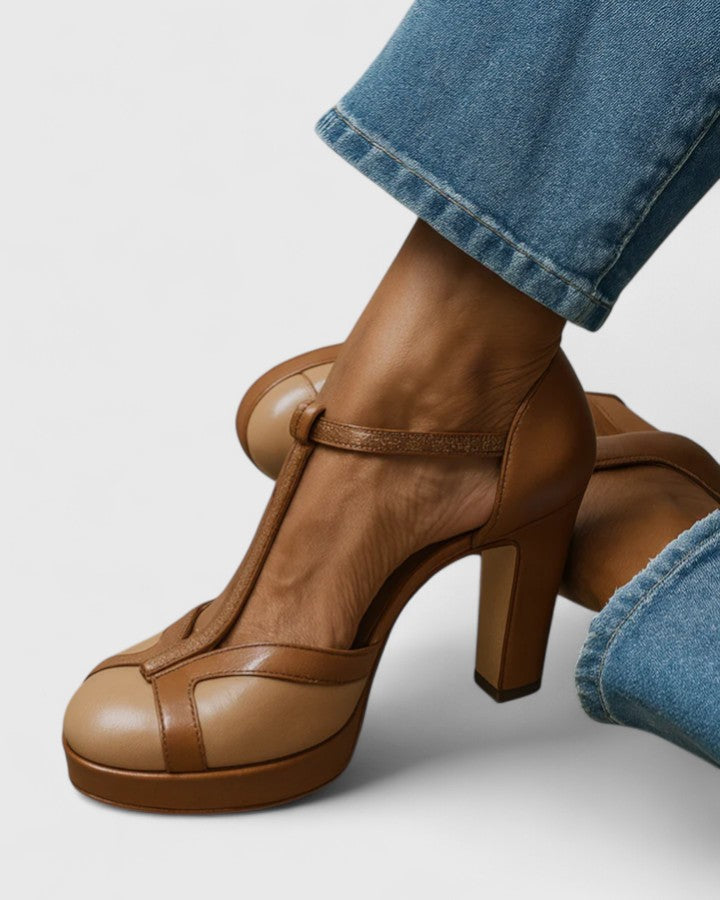 Seliora | Kvinders T-Strop Blokhæls Pumps